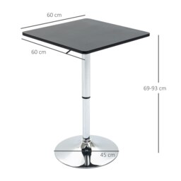 Rackhams Adjustable Height Bar Table with Metal Frame and Square Tabletop - thumbnail 6