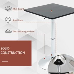 Rackhams Adjustable Height Bar Table with Metal Frame and Square Tabletop - thumbnail 5