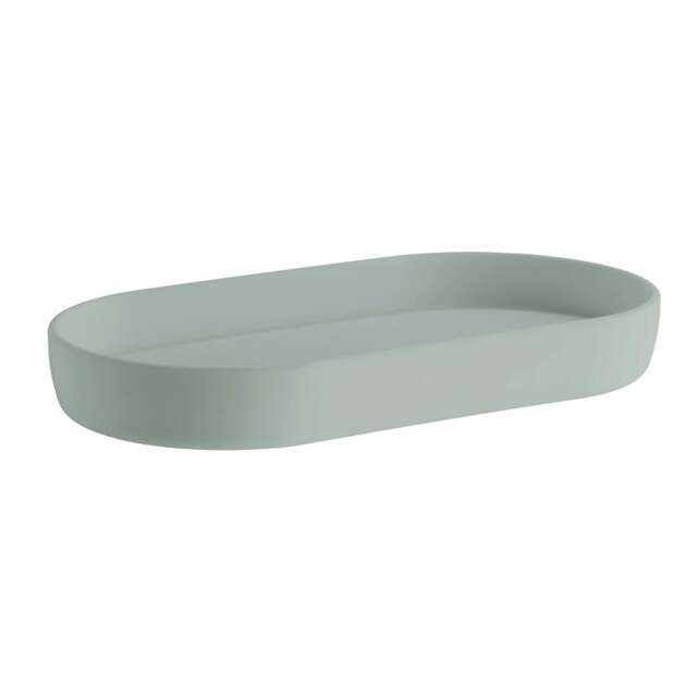 "Rackhams Freestanding Green Soap Dish 18 x 9.5cm (7"" x 3.7"") Smooth Plastic Soap Tray for Bath Sink Shower Bathroom" - image 1