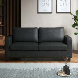 Rackhams York Black Faux Leather 3-Seater Sofa