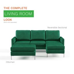 Rackhams Chapman sectional sofa in velvet green - Green - thumbnail 3