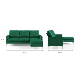 Rackhams Chapman sectional sofa in velvet green - Green - thumbnail 4