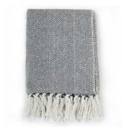 Rackhams Throw Cotton Herringbone 160x210 cm Navy Blue - thumbnail 2