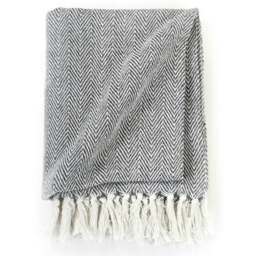Rackhams Throw Cotton Herringbone 160x210 cm Navy Blue - thumbnail 3