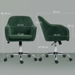 Rackhams Modern Velvet Office Desk Chair - Dark Green - Dark Green - Yes - Office Chair - thumbnail 4