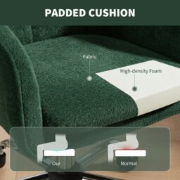 Rackhams Modern Velvet Office Desk Chair - Dark Green - Dark Green - Yes - Office Chair - thumbnail 6