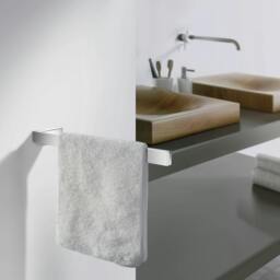 "Rackhams Polished Chrome Aluminium Single Towel Rail 38cm/14.9"" Wall Mounted with Concealed Screws Bathroom Towel Holder" - thumbnail 2