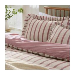 Rackhams Connie Ruffles Striped Duvet Cover Set - Clay/Pink - King - Clay/Pink - 60% Cotton/40% Polyester - thumbnail 2