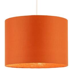 Rackhams Contemporary Drum Lamp Shade in Vibrant Orange Cotton Blend Fabric - thumbnail 2