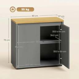 Rackhams Kitchen Sideboard, Storage Cabinet with Double Doors and Adjustable Shelf for Living Room, Entryway, Grey - Grey - thumbnail 3