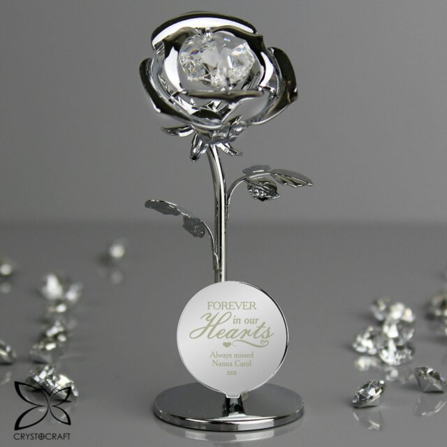 Rackhams Personalised Forever in Our Hearts Crystocraft Rose Ornament - image 1