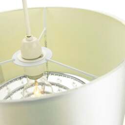Rackhams Modern Cream Satin Fabric Pendant Light Shade with Transparent Acrylic Droplets - thumbnail 3