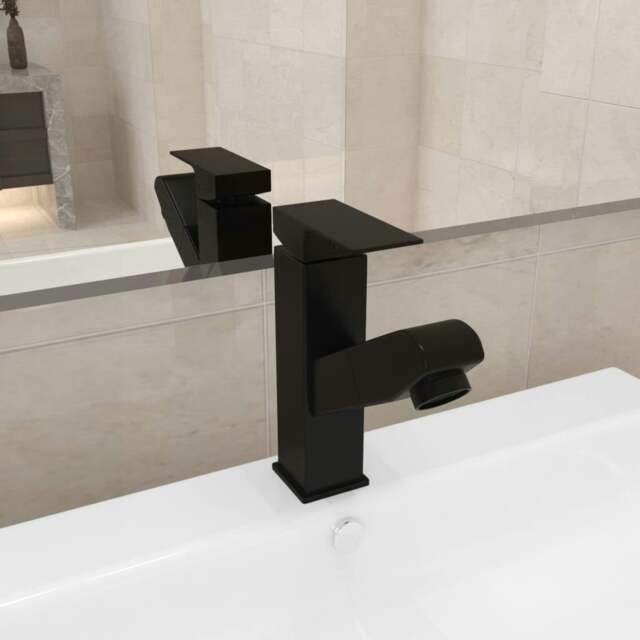 Rackhams Bathroom Basin Faucet with Pull-out Function Black 157x172 mm