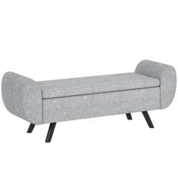 Rackhams Storage Ottoman with Armrest, Upholstered Linen Storage Bench - 1 - Storage Ottoman - Dark Grey - thumbnail 2