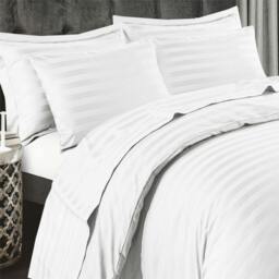 Rackhams T400 Satin Stripe Duvet Cover - White - Double - thumbnail 4