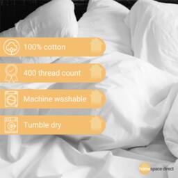 Rackhams T400 Satin Stripe Duvet Cover - White - Double - thumbnail 6
