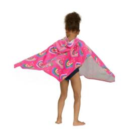 Rackhams Rainbow Magenta Kids Poncho Hooded Towel Robe - Pink - Age 3-5 - thumbnail 4