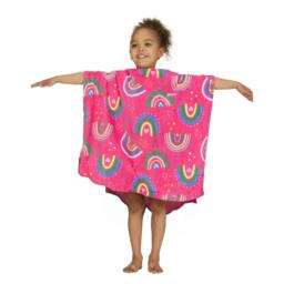 Rackhams Rainbow Magenta Kids Poncho Hooded Towel Robe - Pink - Age 3-5 - thumbnail 3