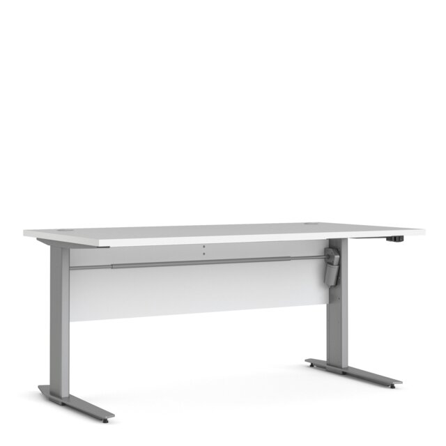Rackhams Prima Desk 150 cm in White with Height adjustable legs with electric control in Silver grey steel - White & Steel - 80.1 - 75.2 - image 1