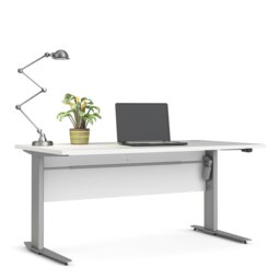 Rackhams Prima Desk 150 cm in White with Height adjustable legs with electric control in Silver grey steel - White & Steel - 80.1 - 75.2 - thumbnail 6
