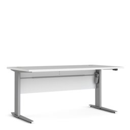 Rackhams Prima Desk 150 cm in White with Height adjustable legs with electric control in Silver grey steel - White & Steel - 80.1 - 75.2 - thumbnail 1