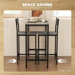 Rackhams Novero 3 Piece Industrial Breakfast Bar Set With 2 Stools And Footrest Support - thumbnail 6
