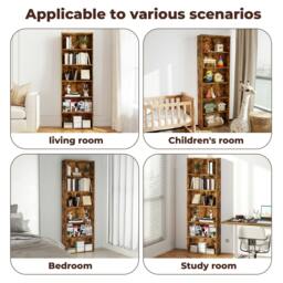 Rackhams 6 Tier Bookcase Shelving Storage Tall Adjustable Bookshelf Organizer Unit - White - thumbnail 5