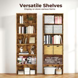 Rackhams 6 Tier Bookcase Shelving Storage Tall Adjustable Bookshelf Organizer Unit - White - thumbnail 6
