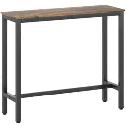 Rackhams Rectangular Bar Table, Wood Effect Pub Coffee Table for Small Space, Breakfast Dining, Kitchen, Industrial, Rustic Brown - Rustic Brown