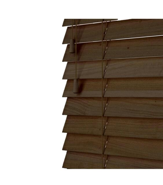 Rackhams Burnt Dark Oak Wooden Venetian Blinds With Strings (120cm drop) - 135cm - image 1