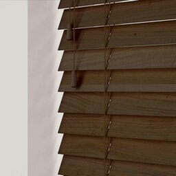 Rackhams Burnt Dark Oak Wooden Venetian Blinds With Strings (130cm drop) - 135cm - thumbnail 3