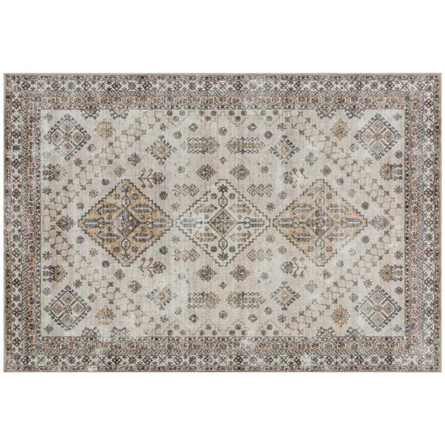 Rackhams Vintage Area Rug, Non-Slip Washable Rug, Flannel Floor Carpet for Living Room, Bedroom, Dining Room, Home Office, 170 x 120 cm, Beige