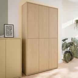Rackhams Alice Springs Tall Shoe Cabinet with 6 Doors Push-to-Open in Elegancia Oak - Matt - Standard - Elegancia Oak