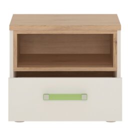 Rackhams 4Kids 1 Drawer bedside Cabinet in Light Oak and white High Gloss (lemon handles) - White - Manufactured wood - 1 - thumbnail 2