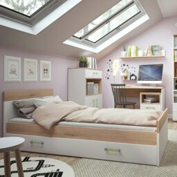 Rackhams 4Kids 1 Drawer bedside Cabinet in Light Oak and white High Gloss (lemon handles) - White - Manufactured wood - 1 - thumbnail 3