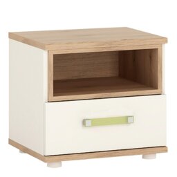 Rackhams 4Kids 1 Drawer bedside Cabinet in Light Oak and white High Gloss (lemon handles) - White - Manufactured wood - 1