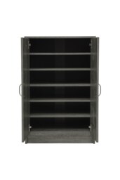 Rackhams 6-Tier Two Doors Wood Grain Shoe Cabinet - Grey - thumbnail 4