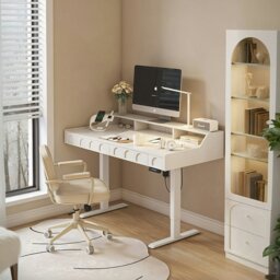 Rackhams Freya Smart Standing Office Desk, Up And Down, Electric Height Adjustable - 120 x 70cm - thumbnail 1