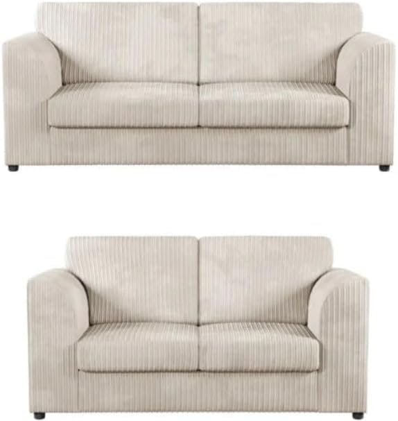 Rackhams Chicago Jumbo Cord 3+2 Sofa Set - Cream - image 1