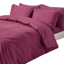 Rackhams Crisp & Cool 200 TC Egyptian Cotton Percale Duvet Cover Set - Single - Plum - thumbnail 1