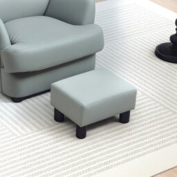 Rackhams Chic Linen/PU Footstool Ottoman Cube with 4 Plastic Legs - Grey - PU - 40cm x 30cm x 24cm