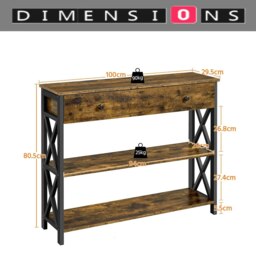 Rackhams Industrial Console Table with Drawer and 2 Shelves - thumbnail 3