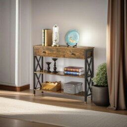Rackhams Industrial Console Table with Drawer and 2 Shelves - thumbnail 2