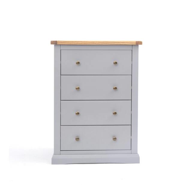 Rackhams Rocca 4 Drawer Chest of Drawers Brass Knob - Grey - image 1
