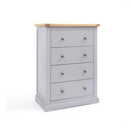 Rackhams Rocca 4 Drawer Chest of Drawers Brass Knob - Grey - thumbnail 2