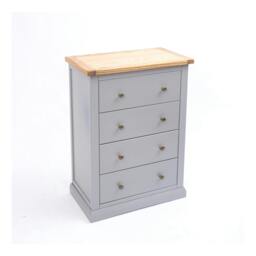 Rackhams Rocca 4 Drawer Chest of Drawers Brass Knob - Grey - thumbnail 3
