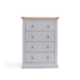 Rackhams Rocca 4 Drawer Chest of Drawers Brass Knob - Grey - thumbnail 1