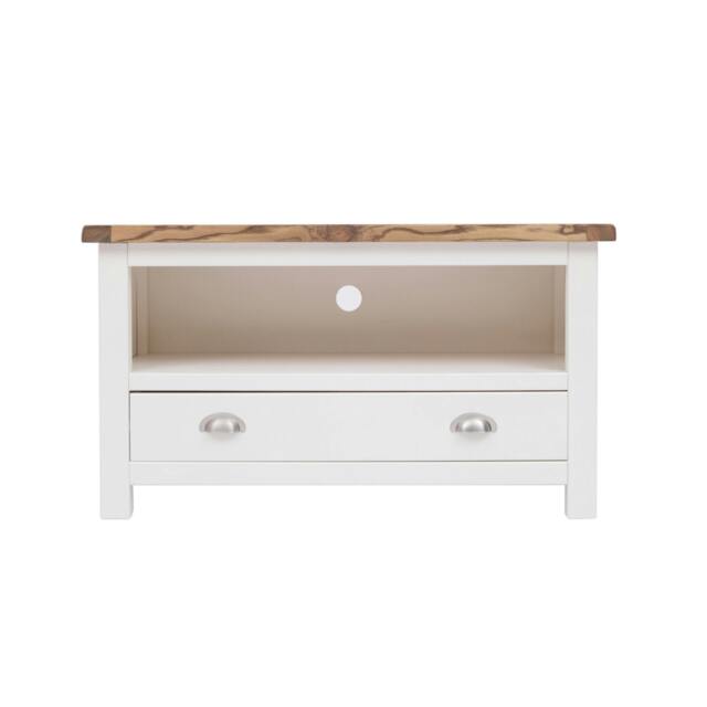 Rackhams Lovere Off White 1 Drawer TV Cabinet Chrome Cup Handle - Off White - image 1