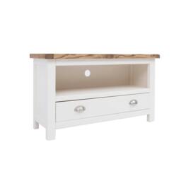 Rackhams Lovere Off White 1 Drawer TV Cabinet Chrome Cup Handle - Off White - thumbnail 2