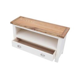 Rackhams Lovere Off White 1 Drawer TV Cabinet Chrome Cup Handle - Off White - thumbnail 4